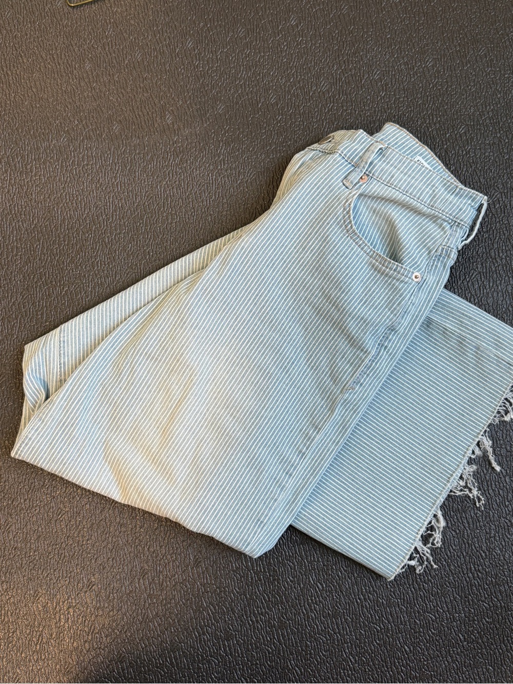Dear John Fiona Wide Leg High-Waist Jeans in Light Blue Stripe 29 - Picture 3 of 8